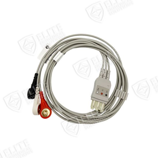 Philips Compatible 3 Lead Reusable ECG Lead Wire Snap