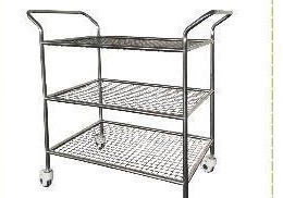 MN-SUS079 - Three-Tier Mesh Shelf Trolley